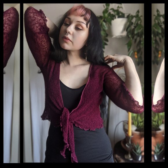 Stretchy Burgundy Cardigan - Picture 1 of 3